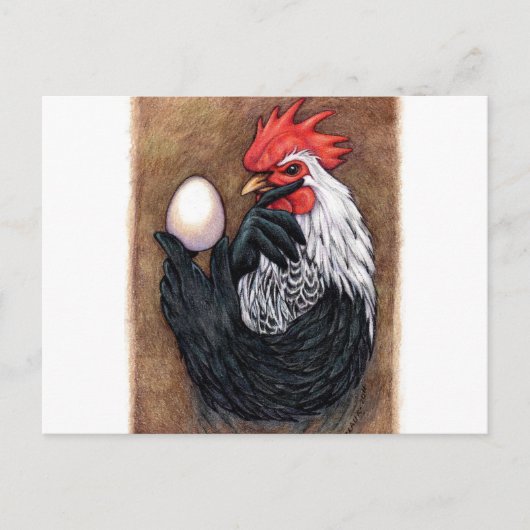 Rooster Egg Zeichnend Hühnerweih Postkarte (Vorderseite)