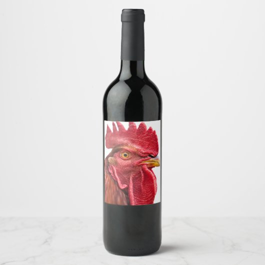 Rooster Face Weinetikett (Vorderseite)