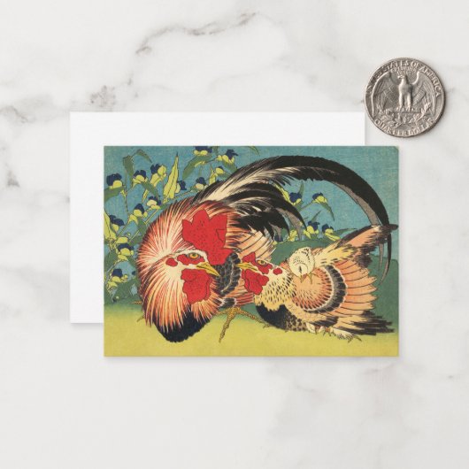 Rooster Family Fine Art Mitteilungskarte (Vorderseite/Rückseite Beispiel)