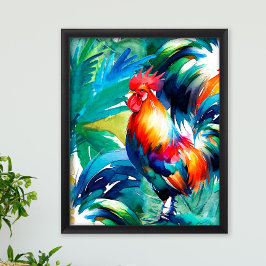 Rooster farbenfrohe Wasserfarbe Poster