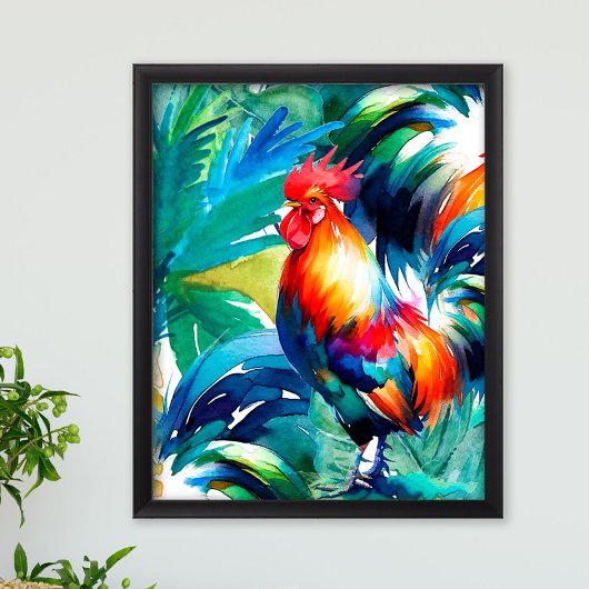 Rooster farbenfrohe Wasserfarbe Poster