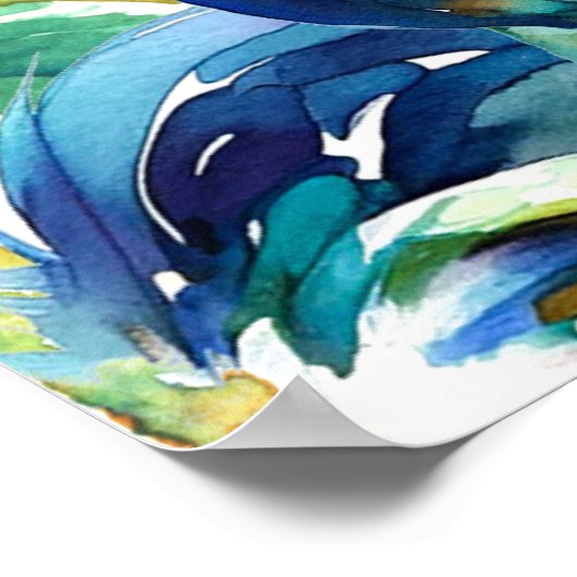 Rooster farbenfrohe Wasserfarbe Poster (Ecke)