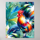 Rooster farbenfrohe Wasserfarbe Poster (Vorne)