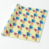 Rooster farbige Aquarellbilder Geschenkpapier (Ungerollt)