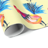 Rooster farbige Aquarellbilder Geschenkpapier (Rolleneckpunkt)
