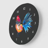 Rooster farbige Aquarellbilder Große Wanduhr (Winkel)