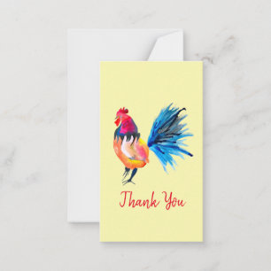 Rooster farbige Aquarellbilder Mitteilungskarte