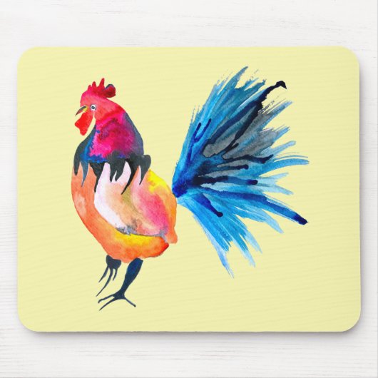 Rooster farbige Aquarellbilder Mousepad (Vorne)