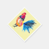 Rooster farbige Aquarellbilder Serviette (Ecke)