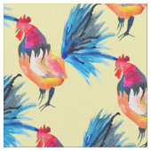 Rooster farbige Aquarellbilder Stoff (Nahaufnahme)