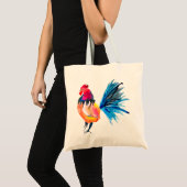 Rooster farbige Aquarellbilder Tragetasche (Vorderseite (Produkt))