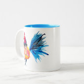 Rooster farbige Aquarellbilder Zweifarbige Tasse (Vorderseite Links)
