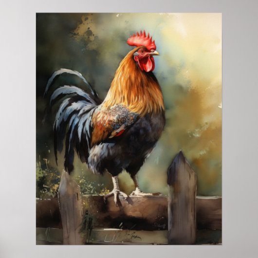 Rooster Farm Animal Art Print Poster (Vorne)
