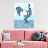 Rooster Farm Bird Spring Türkis-Blau Küche Leinwanddruck (Insitu (Wohnzimmer))