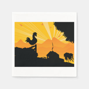 Rooster Farm Landschaftspapier Napkins Serviette