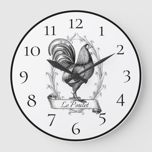 Rooster Farmhouse Wohngestaltung Große Wanduhr (Vorderseite)