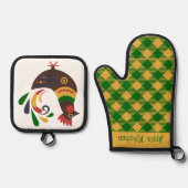 "Rooster" Folklore Art Custom Ofenhandschuh & Topflappen-Set (Vorderseite)