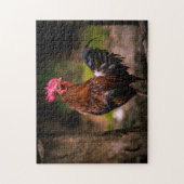 Rooster & Forest Hintergrund Hütte Naturlandschaft Puzzle (Vertikal)