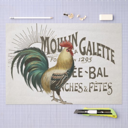 Rooster French Farmhouse Chicken Country Decouver Seidenpapier (Handwerk)