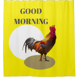 Rooster Fun Hühnchen Guten Morgen Gelb Duschvorhang