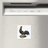 Rooster für antike grüne Feathers Magnet (In Situ (Geschirrspüler))