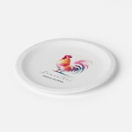 Rooster für Brautparty Paper Teller (Schrägansicht)