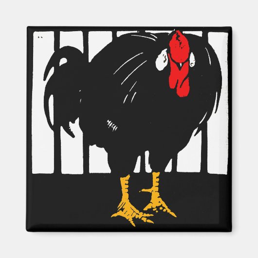 Rooster für viktorianische Holzschnitt-Farmmagnete Magnet (Vorne)
