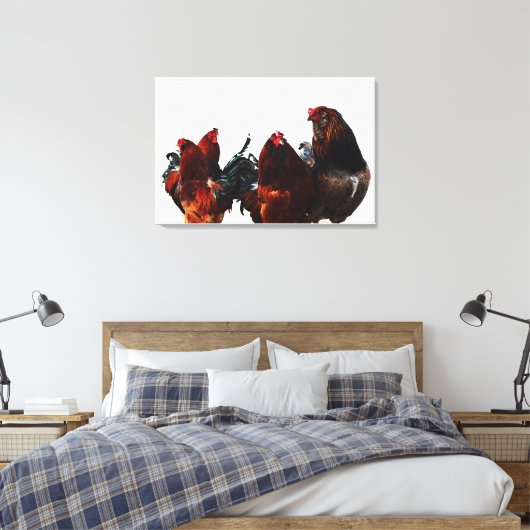 Rooster Gang Chicken Leinwand Fotografie (Insitu (Schlafzimmer))