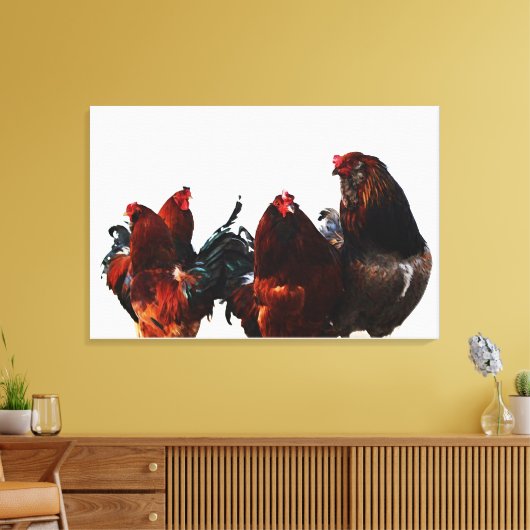 Rooster Gang Chicken Leinwand Fotografie (Insitu (Wohnzimmer))