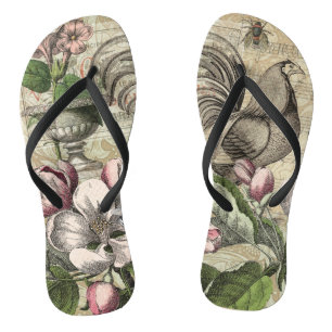 Rooster Garden Blumen Butterfly Art Badesandalen