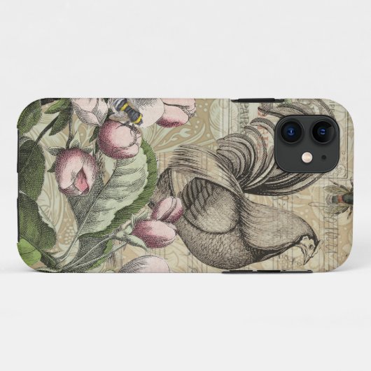 Rooster Garden Blumen Butterfly Art Case-Mate iPhone Hülle (Rückseite (Horizontal))