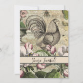 Rooster Garden Blumen Butterfly Art Einladung (Vorderseite)