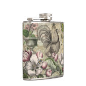 Rooster Garden Blumen Butterfly Art Flachmann (Rechts)