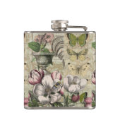 Rooster Garden Blumen Butterfly Art Flachmann (Rückseite)