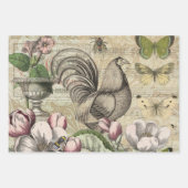 Rooster Garden Blumen Butterfly Art Geschenkpapier Set (Vorderseite)