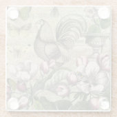 Rooster Garden Blumen Butterfly Art Glasuntersetzer (Rückseite)
