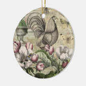 Rooster Garden Blumen Butterfly Art Keramik Ornament (Links)