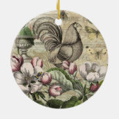 Rooster Garden Blumen Butterfly Art Keramik Ornament (Hinten)