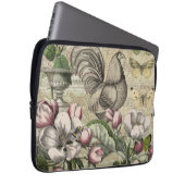 Rooster Garden Blumen Butterfly Art Laptopschutzhülle (Vorne Rechts)