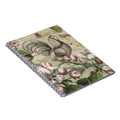 Rooster Garden Blumen Butterfly Art Notizblock (Rechte Seite)