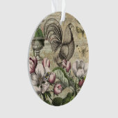 Rooster Garden Blumen Butterfly Art Ornament (Vorderseite)
