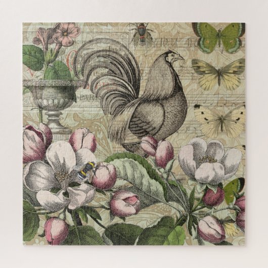 Rooster Garden Blumen Butterfly Art Puzzle (Vertikal)