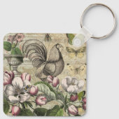 Rooster Garden Blumen Butterfly Art Schlüsselanhänger (Rückseite)