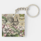 Rooster Garden Blumen Butterfly Art Schlüsselanhänger (Rückseite)