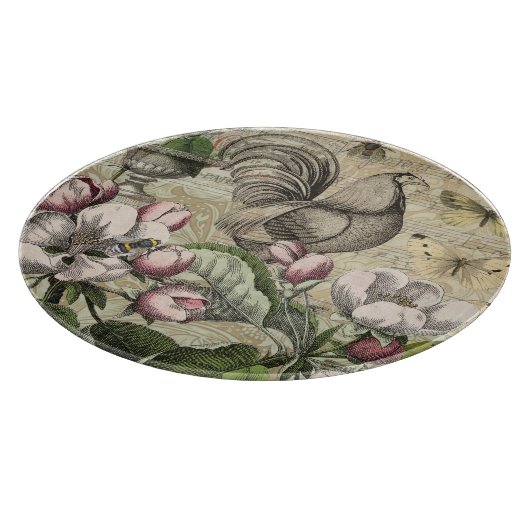 Rooster Garden Blumen Butterfly Art Schneidebrett (Ecke)