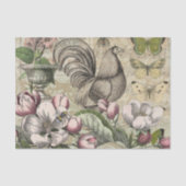 Rooster Garden Blumen Butterfly Art Seidenpapier (Vorderseite)