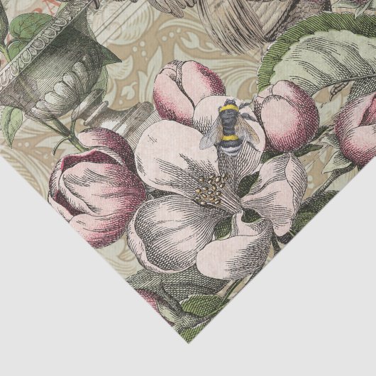 Rooster Garden Blumen Butterfly Art Seidenpapier (Ausschnitt)