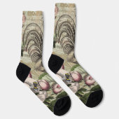 Rooster Garden Blumen Butterfly Art Socken (Rechts)