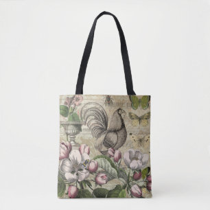Rooster Garden Blumen Butterfly Art Tasche