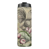 Rooster Garden Blumen Butterfly Art Thermosbecher (Vorderseite)